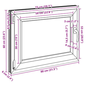 Παράθυρο Κάτω Στρώματος RISOR Ανθρακί 80 x 60 cm PVC και Γυαλί - Pakobazaar