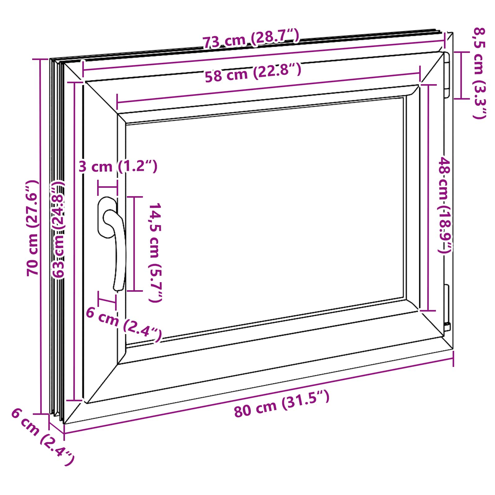 Παράθυρο Κάτω Στρώματος RISOR Ανθρακί 80 x 60 cm PVC και Γυαλί - Pakobazaar