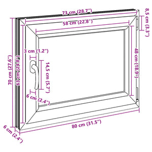 Παράθυρο Κάτω Στρώματος RISOR Ανθρακί 80 x 60 cm PVC και Γυαλί - Pakobazaar