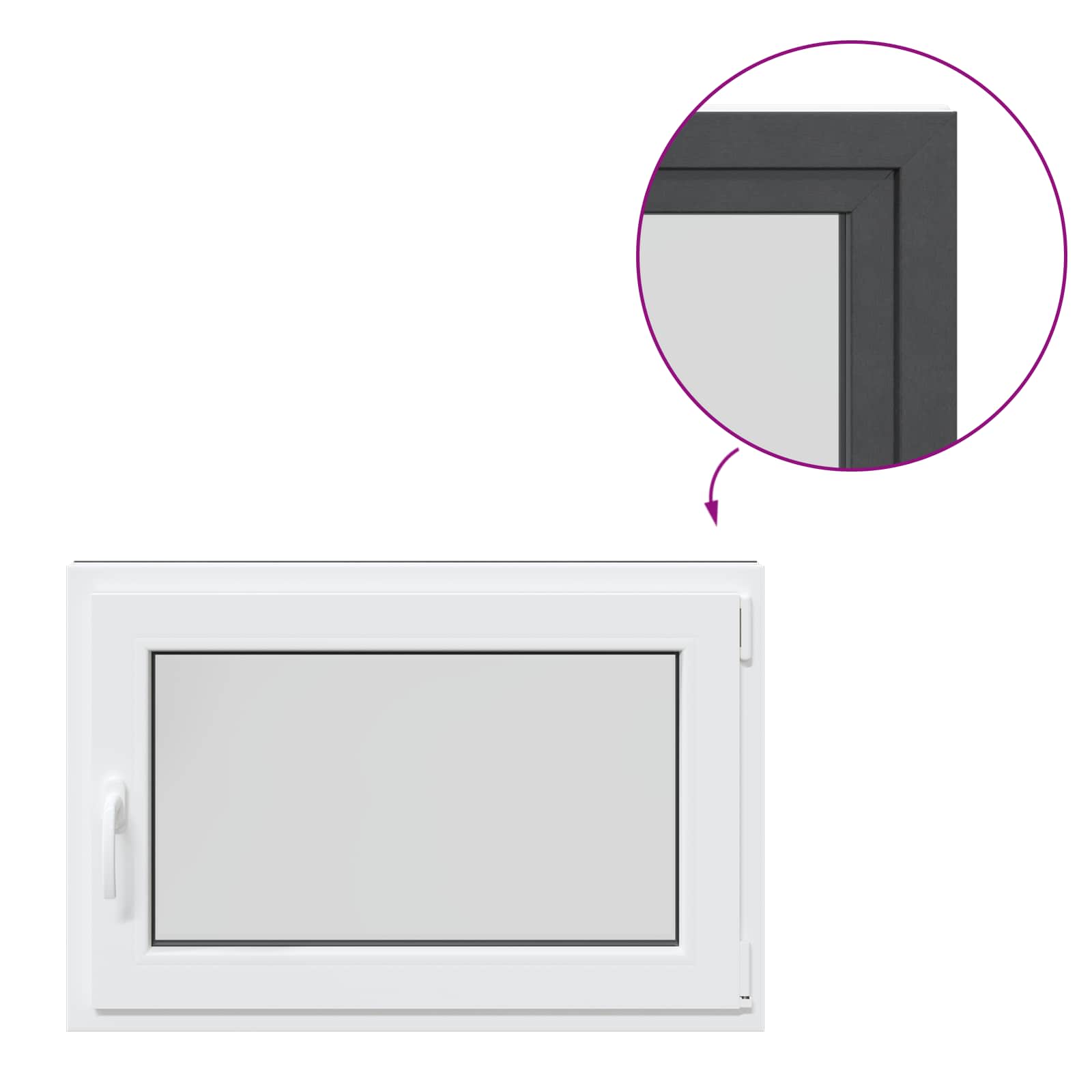 Παράθυρο Κάτω Στρώματος RISOR Ανθρακί 90 x 50 cm PVC και Γυαλί - Pakobazaar