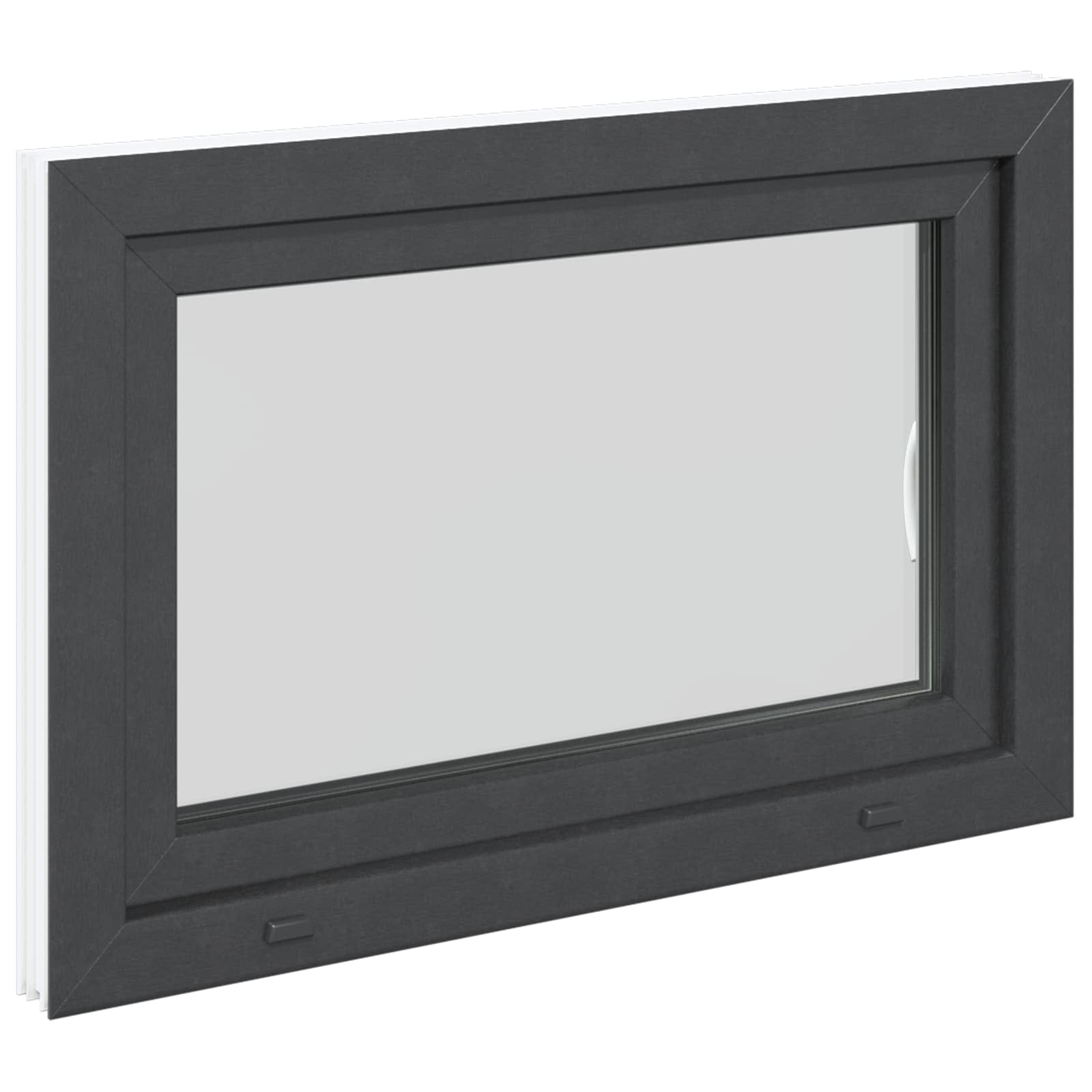 Παράθυρο Κάτω Στρώματος RISOR Ανθρακί 90 x 50 cm PVC και Γυαλί - Pakobazaar