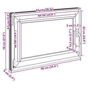 Παράθυρο Κάτω Στρώματος RISOR Ανθρακί 90 x 70 cm PVC και Γυαλί - Pakobazaar