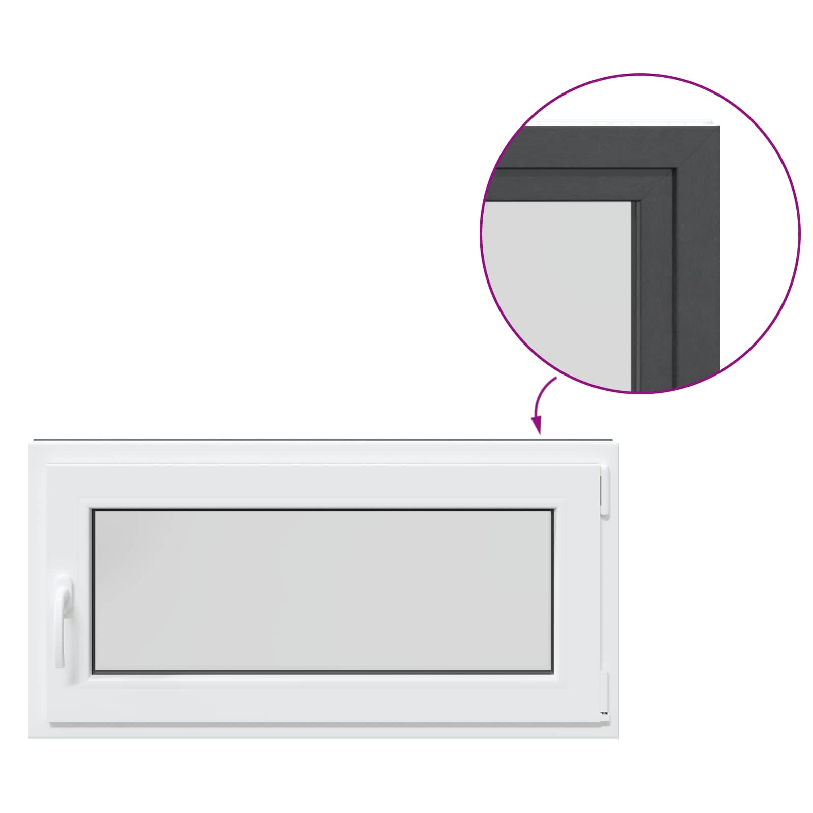 Παράθυρο Κάτω Στρώματος RISOR Ανθρακί 100 x 50 cm PVC και Γυαλί - Pakobazaar