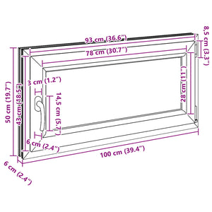 Παράθυρο Κάτω Στρώματος RISOR Ανθρακί 100 x 50 cm PVC και Γυαλί - Pakobazaar