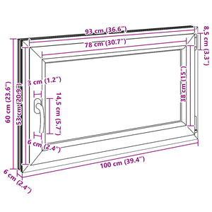 Παράθυρο Κάτω Στρώματος RISOR Ανθρακί 100 x 60 cm PVC και Γυαλί - Pakobazaar
