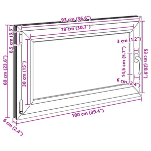 Παράθυρο Κάτω Στρώματος RISOR Ανθρακί 100 x 60 cm PVC και Γυαλί - Pakobazaar