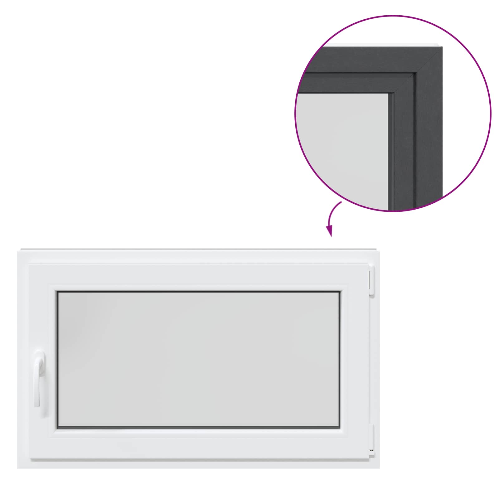 Παράθυρο Κάτω Στρώματος RISOR Ανθρακί 100 x 70 cm PVC και Γυαλί - Pakobazaar