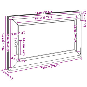 Παράθυρο Κάτω Στρώματος RISOR Ανθρακί 100 x 70 cm PVC και Γυαλί - Pakobazaar