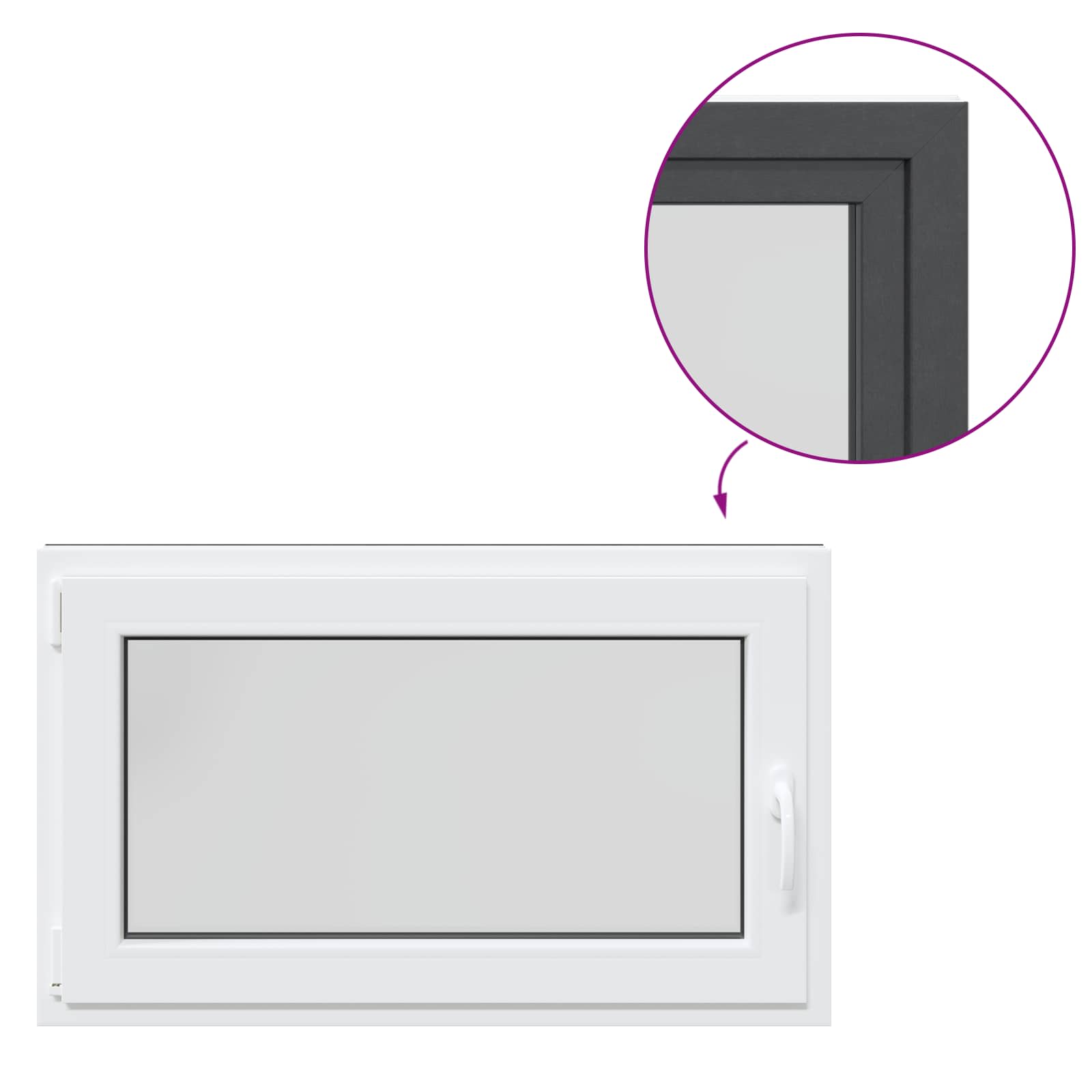 Παράθυρο Κάτω Στρώματος RISOR Ανθρακί 100 x 70 cm PVC και Γυαλί - Pakobazaar