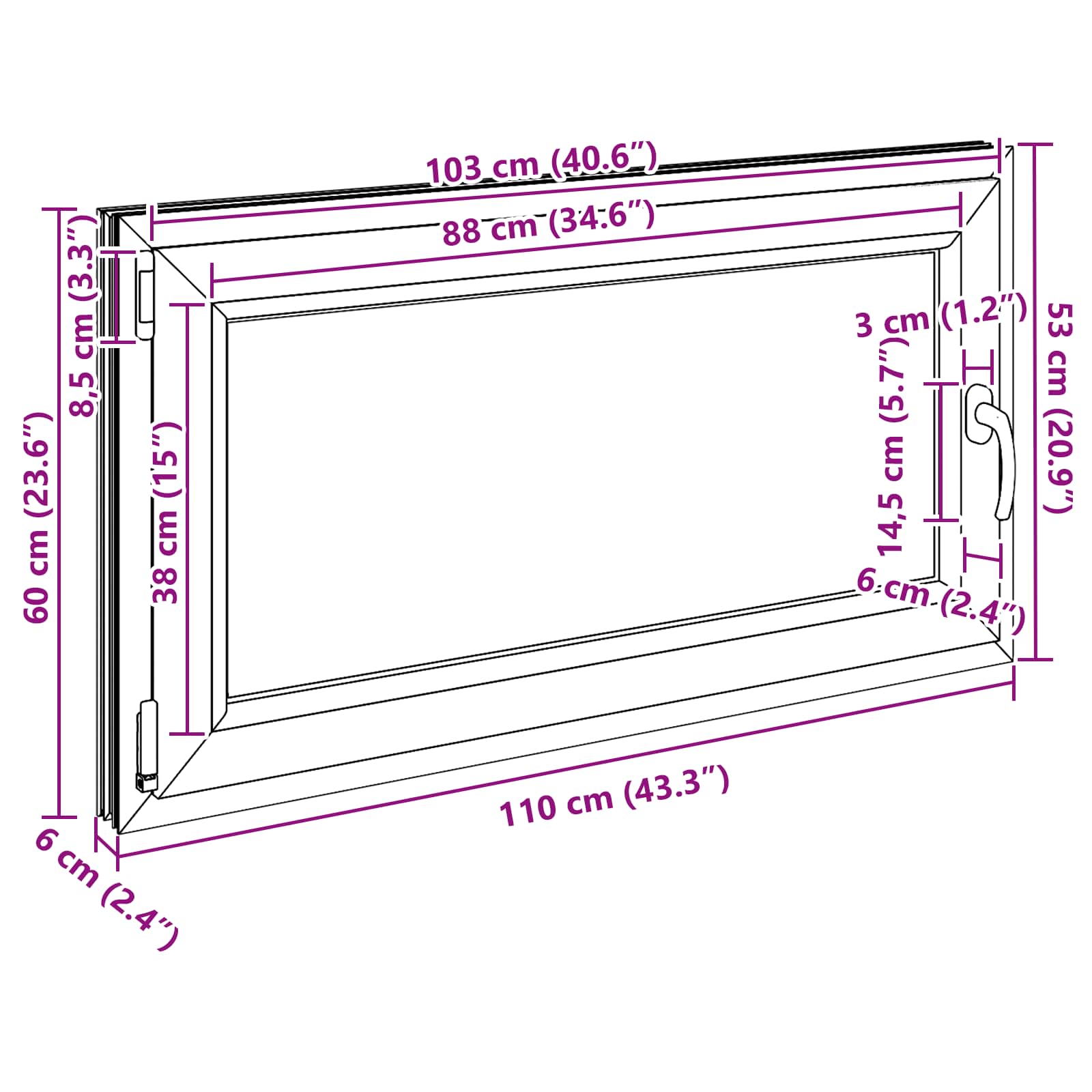 Παράθυρο Κάτω Στρώματος RISOR Ανθρακί 110 x 60 cm PVC και Γυαλί - Pakobazaar