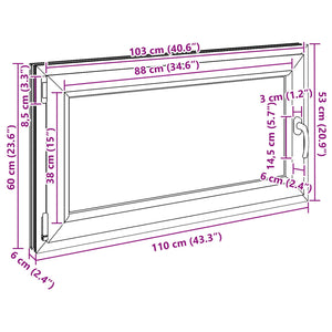 Παράθυρο Κάτω Στρώματος RISOR Ανθρακί 110 x 60 cm PVC και Γυαλί - Pakobazaar