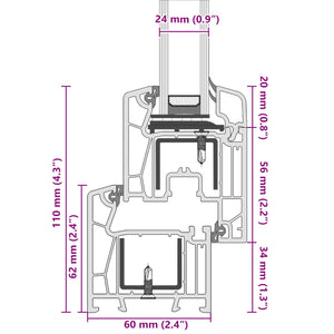 Παράθυρο Κάτω Στρώματος RISOR Ανθρακί 110 x 60 cm PVC και Γυαλί - Pakobazaar