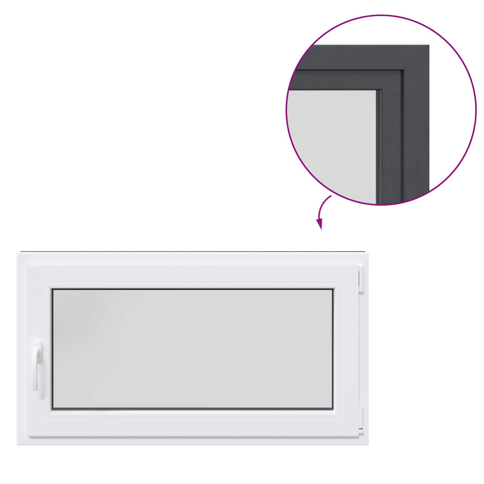 Παράθυρο Κάτω Στρώματος RISOR 110 x 70 cm PVC και Γυαλί Ανθρακί - Pakobazaar