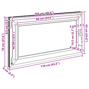 Παράθυρο Κάτω Στρώματος RISOR Ανθρακί 110 x 70 cm PVC και Γυαλί - Pakobazaar