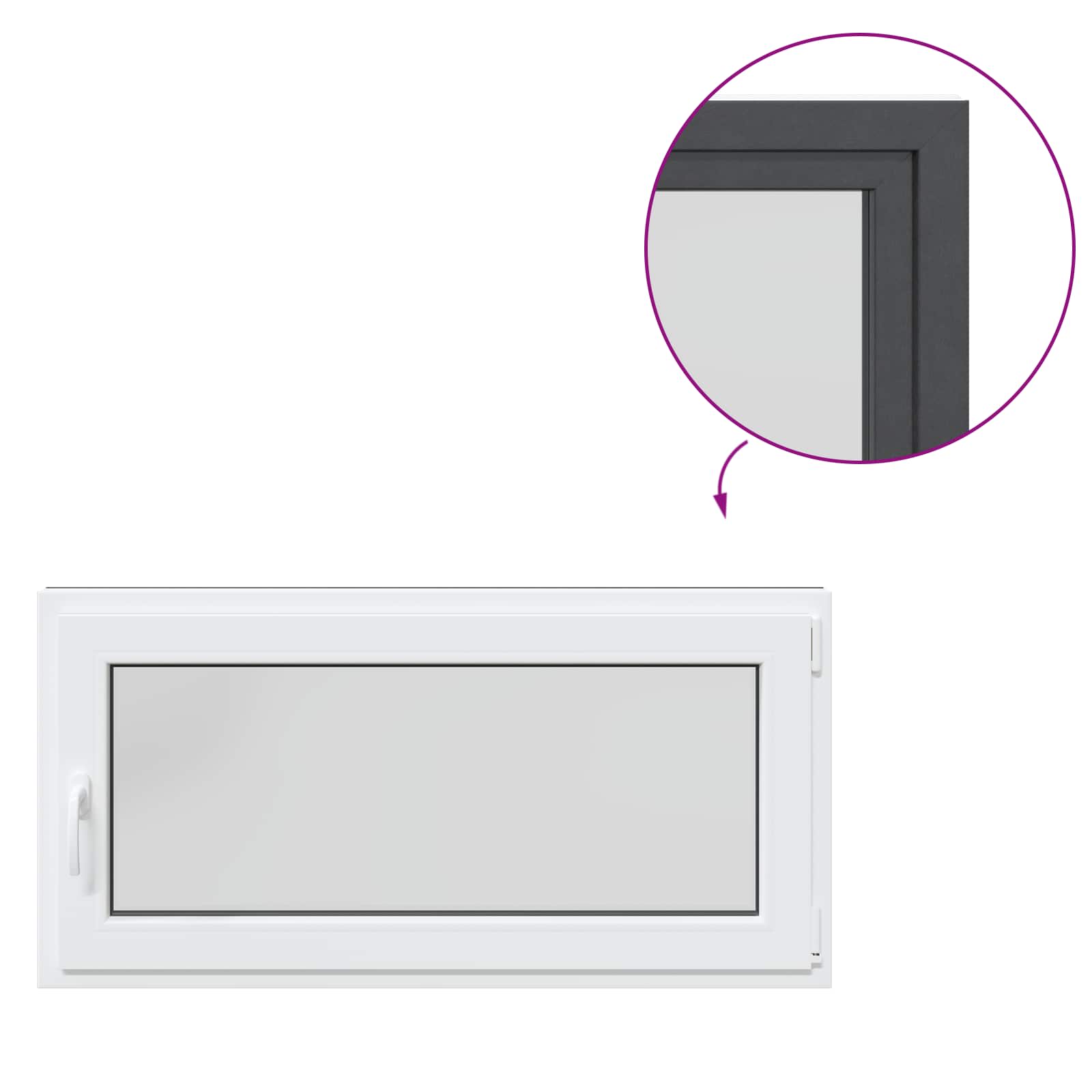Παράθυρο Κάτω Στρώματος RISOR Ανθρακί 120 x 60 cm PVC και Γυαλί - Pakobazaar