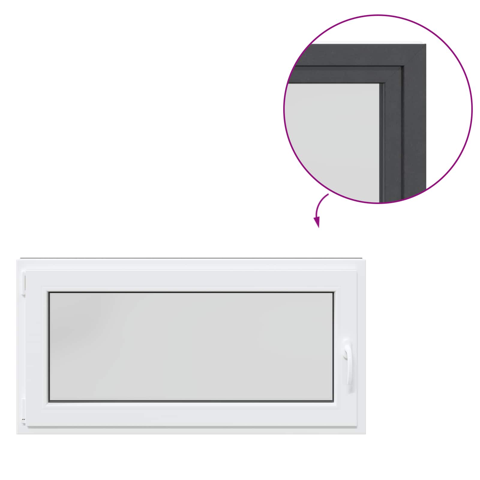 Παράθυρο Κάτω Στρώματος RISOR Ανθρακί 120 x 60 cm PVC και Γυαλί - Pakobazaar