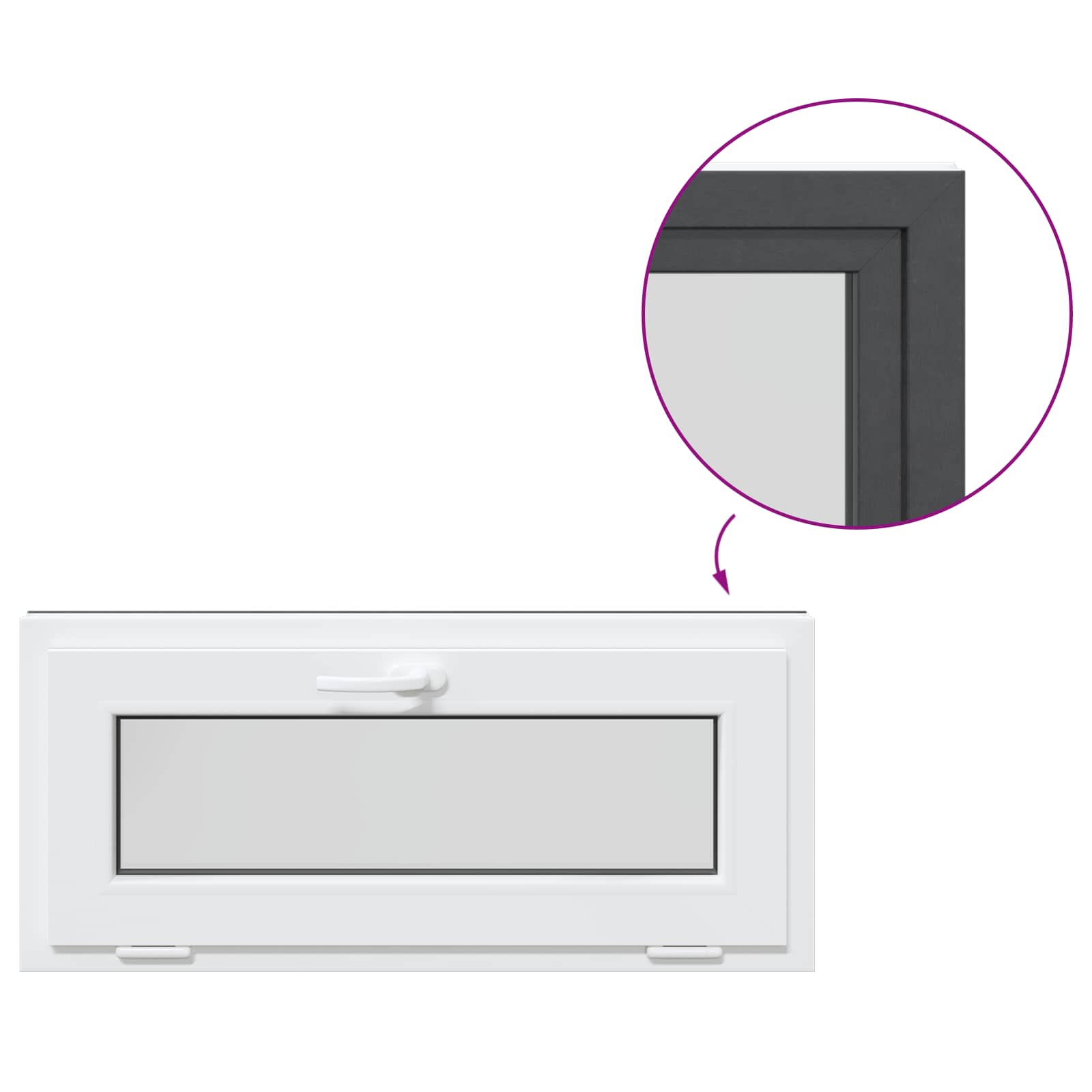 Παράθυρο Κάτω Στρώματος RISOR 90 x 40 cm PVC και Γυαλί Ανθρακί - Pakobazaar