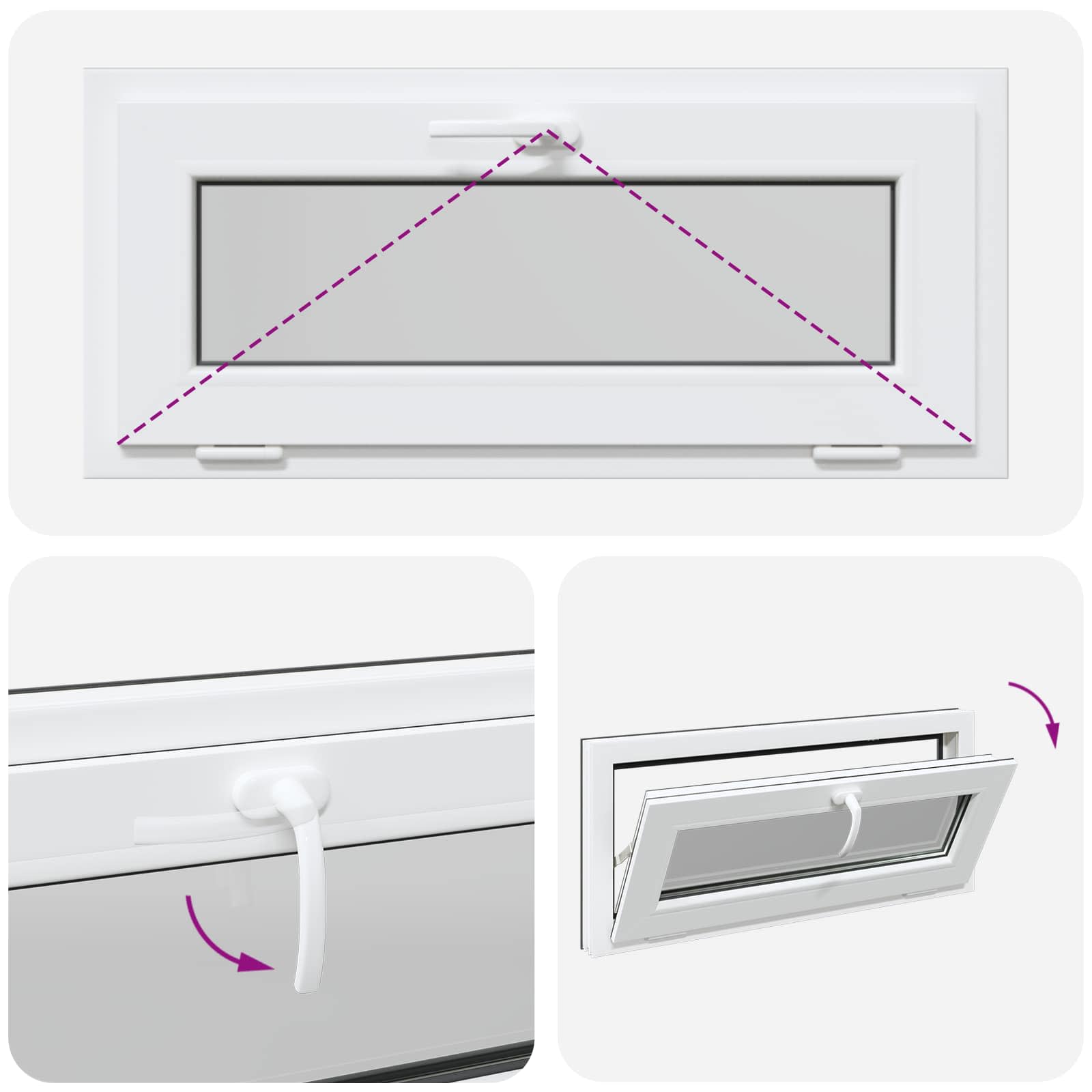 Παράθυρο Κάτω Στρώματος RISOR 90 x 40 cm PVC και Γυαλί Ανθρακί - Pakobazaar