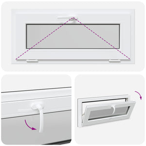 Παράθυρο Κάτω Στρώματος RISOR 90 x 40 cm PVC και Γυαλί Ανθρακί - Pakobazaar