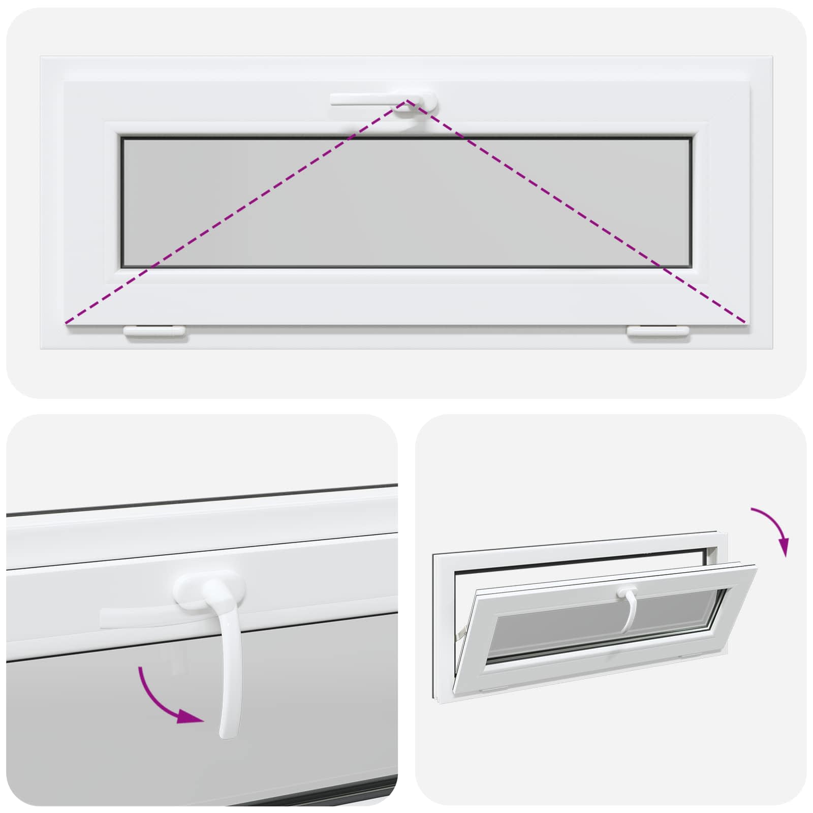 Παράθυρο Κάτω Στρώματος RISOR 110 x 40 cm PVC και Γυαλί Ανθρακί - Pakobazaar