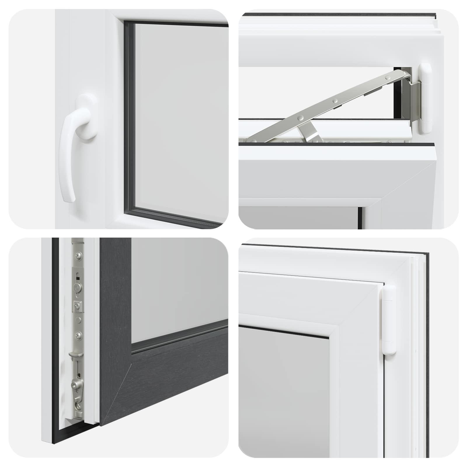 Παράθυρο Κάτω Στρώματος RISOR Ανθρακί 50 x 50 cm PVC και Γυαλί - Pakobazaar