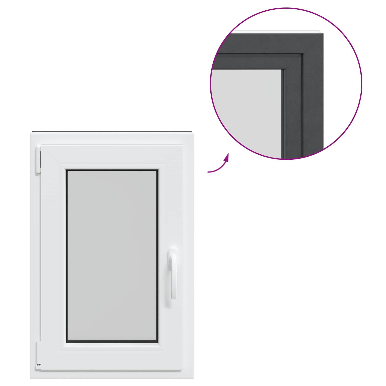 Παράθυρο Κάτω Στρώματος RISOR Ανθρακί 50 x 75 cm PVC και Γυαλί - Pakobazaar