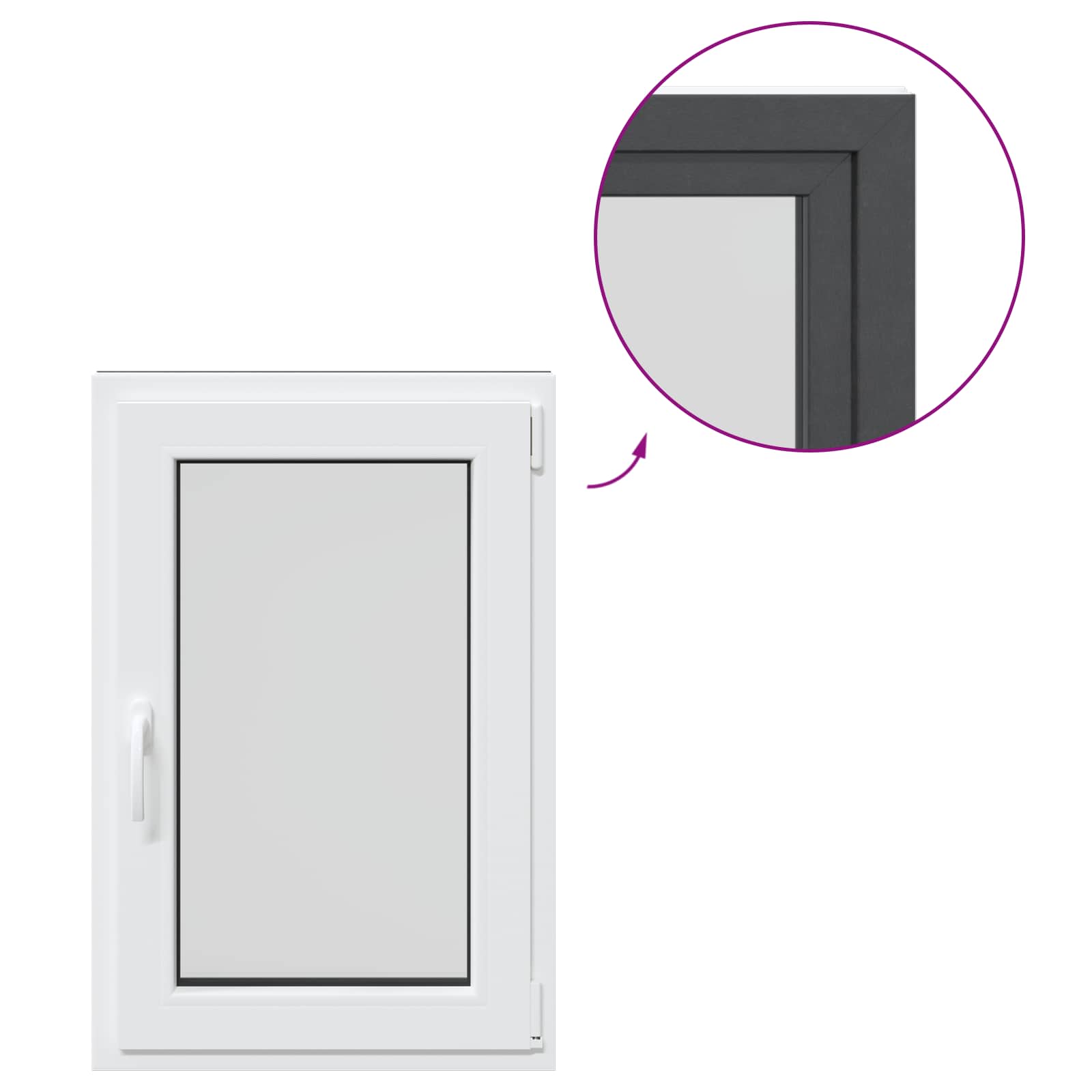 Παράθυρο Κάτω Στρώματος RISOR Ανθρακί 60 x 80 cm PVC και Γυαλί - Pakobazaar