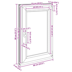 Παράθυρο Κάτω Στρώματος RISOR Ανθρακί 60 x 80 cm PVC και Γυαλί - Pakobazaar
