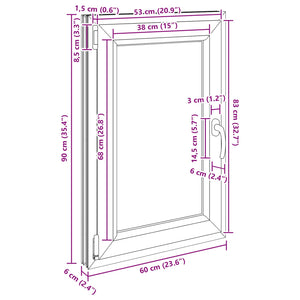 Παράθυρο Κάτω Στρώματος RISOR Ανθρακί 60 x 90 cm PVC και Γυαλί - Pakobazaar
