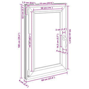Παράθυρο Κάτω Στρώματος RISOR Ανθρακί 60 x 100 cm PVC και Γυαλί - Pakobazaar