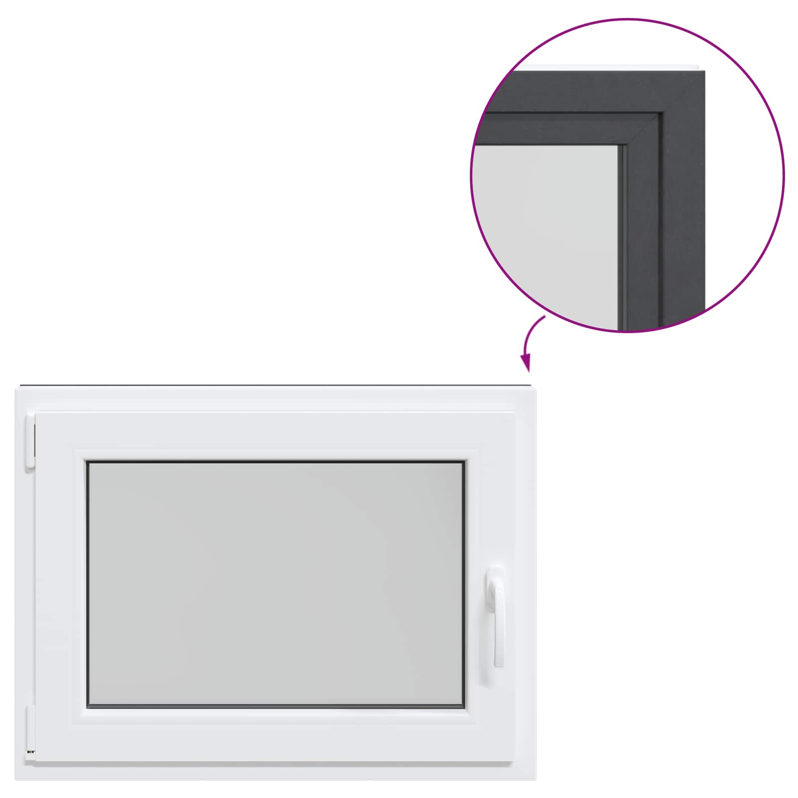 Παράθυρο Κάτω Στρώματος RISOR Ανθρακί 80 x 50 cm PVC και Γυαλί - Pakobazaar