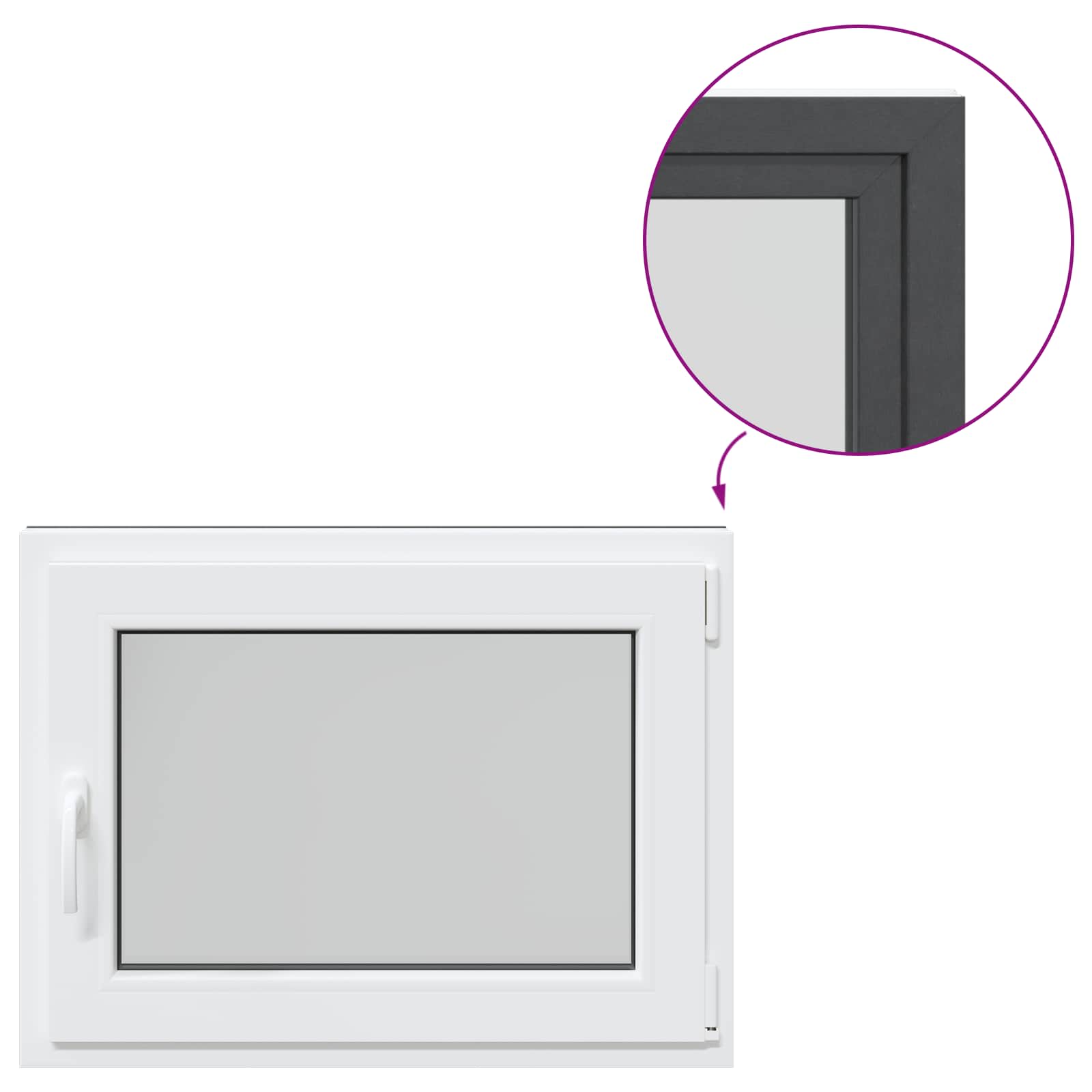 Παράθυρο Κάτω Στρώματος RISOR Ανθρακί 80 x 50 cm PVC και Γυαλί - Pakobazaar