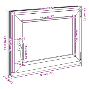 Παράθυρο Κάτω Στρώματος RISOR Ανθρακί 80 x 50 cm PVC και Γυαλί - Pakobazaar