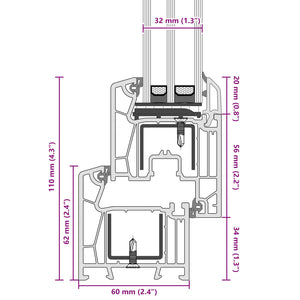 Παράθυρο Κάτω Στρώματος RISOR Ανθρακί 80 x 50 cm PVC και Γυαλί - Pakobazaar
