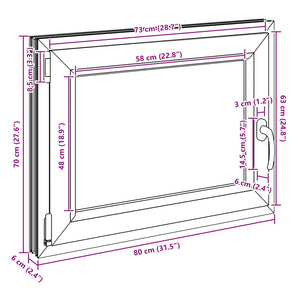 Παράθυρο Κάτω Στρώματος RISOR Ανθρακί 80 x 70 cm PVC και Γυαλί - Pakobazaar