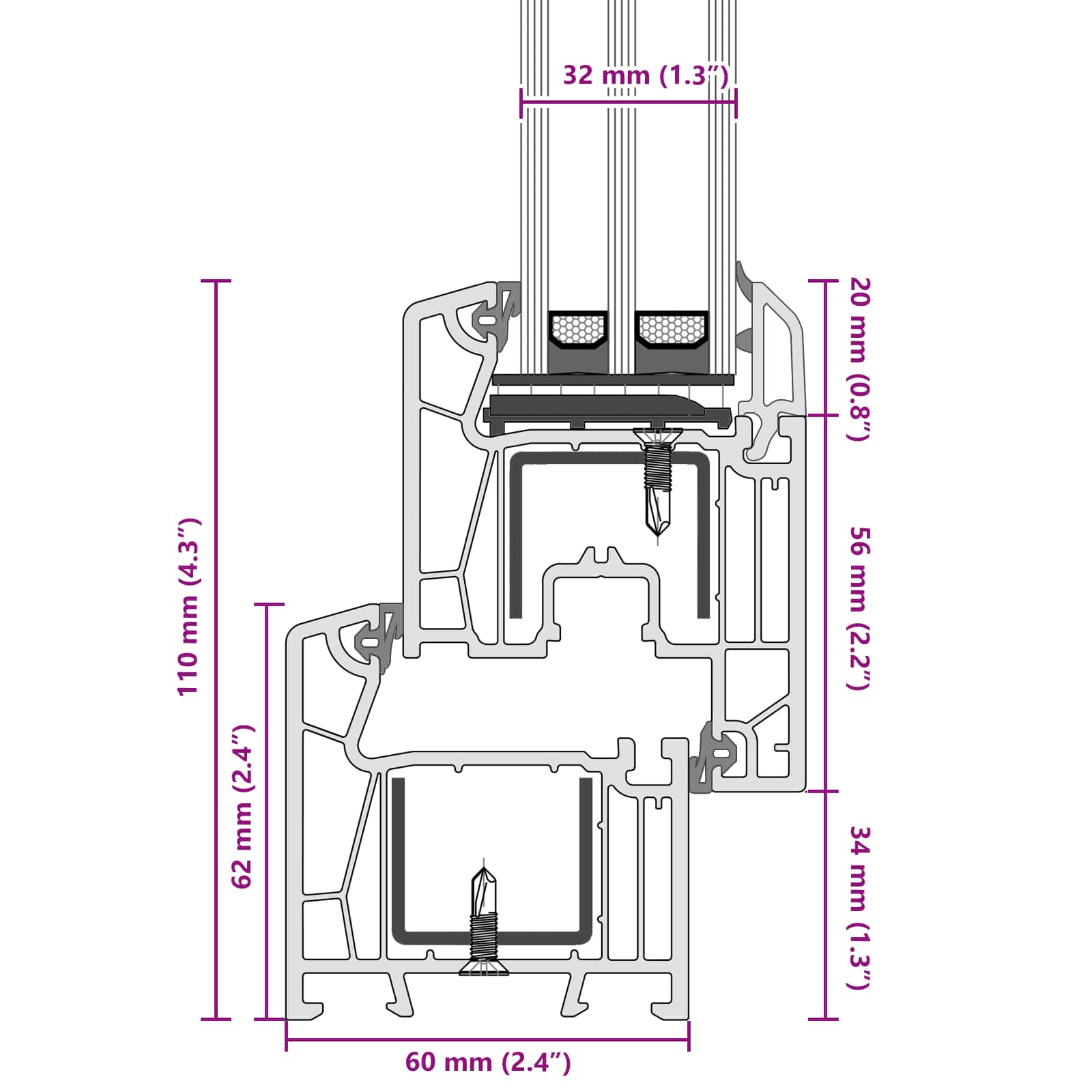 Παράθυρο Κάτω Στρώματος RISOR Ανθρακί 80 x 70 cm PVC και Γυαλί - Pakobazaar