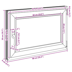 Παράθυρο Κάτω Στρώματος RISOR Ανθρακί 80 x 70 cm PVC και Γυαλί - Pakobazaar