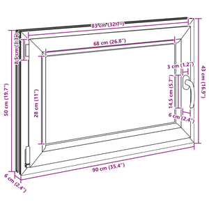 Παράθυρο Κάτω Στρώματος RISOR Ανθρακί 90 x 50 cm PVC και Γυαλί - Pakobazaar