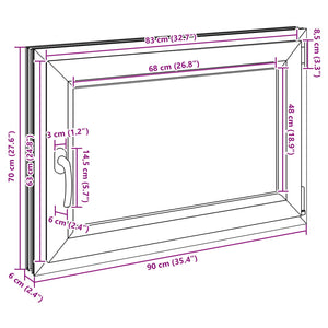 Παράθυρο Κάτω Στρώματος RISOR Ανθρακί 90 x 60 cm PVC και Γυαλί - Pakobazaar