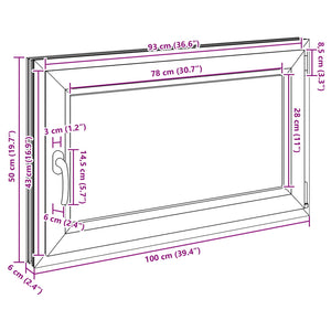 Παράθυρο Κάτω Στρώματος RISOR Ανθρακί 100 x 50 cm PVC και Γυαλί - Pakobazaar