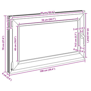 Παράθυρο Κάτω Στρώματος RISOR Ανθρακί 100 x 70 cm PVC και Γυαλί - Pakobazaar