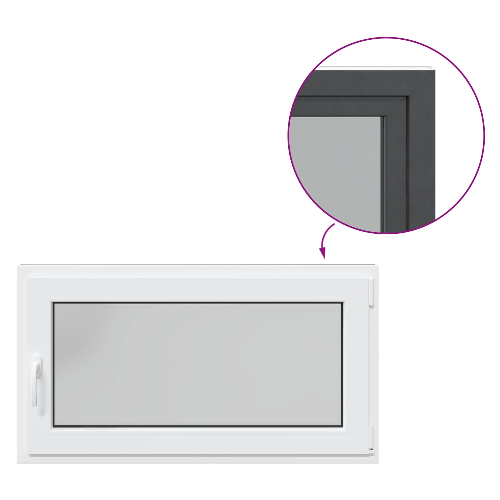 Παράθυρο Κάτω Στρώματος RISOR Ανθρακί 110 x 50 cm PVC και Γυαλί - Pakobazaar