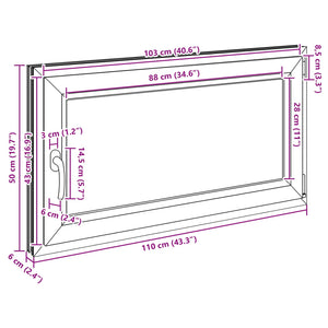 Παράθυρο Κάτω Στρώματος RISOR Ανθρακί 110 x 50 cm PVC και Γυαλί - Pakobazaar