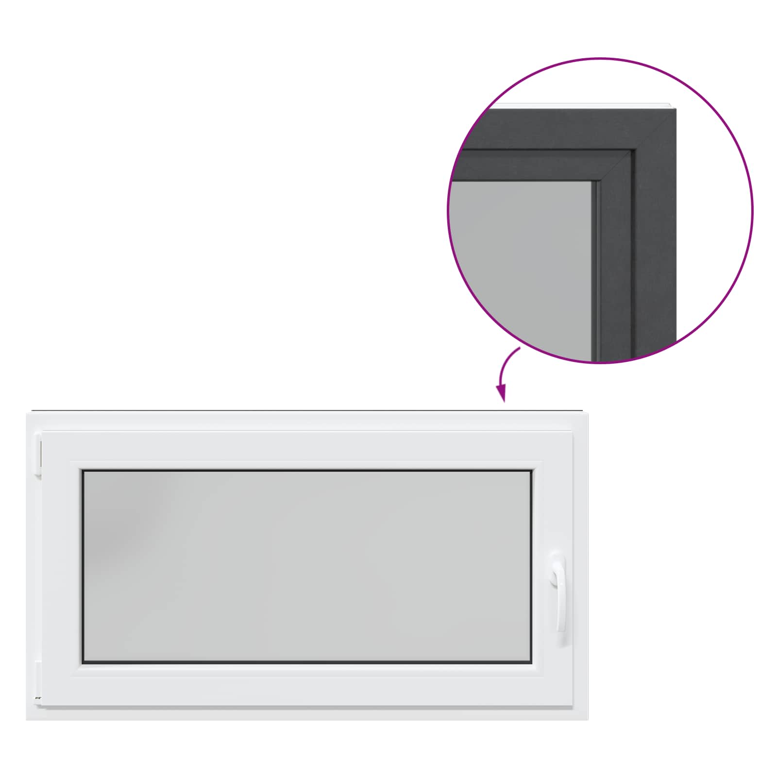 Παράθυρο Κάτω Στρώματος RISOR Ανθρακί 110 x 60 cm PVC και Γυαλί - Pakobazaar