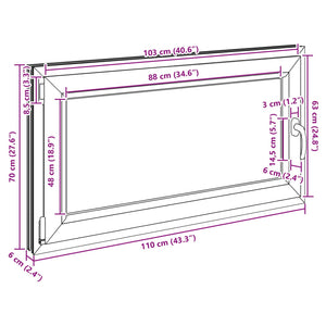 Παράθυρο Κάτω Στρώματος RISOR Ανθρακί 110 x 70 cm PVC και Γυαλί - Pakobazaar