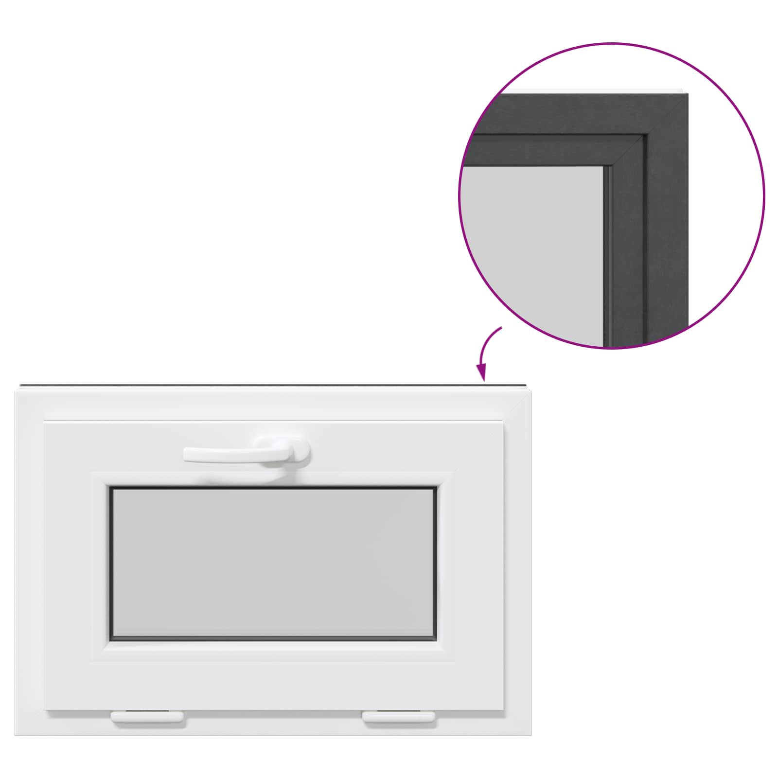 Παράθυρο Κάτω Στρώματος RISOR 60 x 40 cm PVC και Γυαλί Ανθρακί - Pakobazaar
