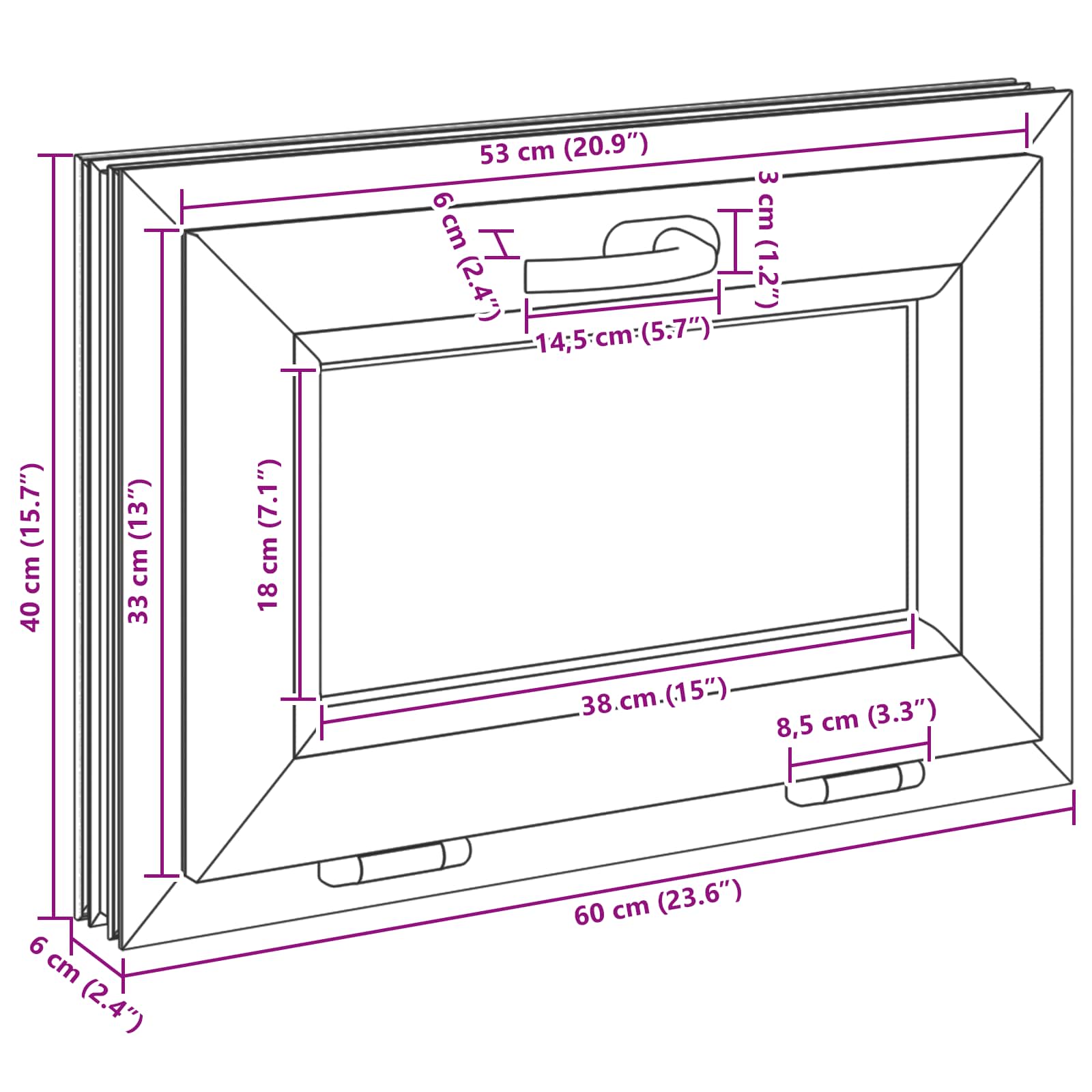 Παράθυρο Κάτω Στρώματος RISOR 60 x 40 cm PVC και Γυαλί Ανθρακί - Pakobazaar
