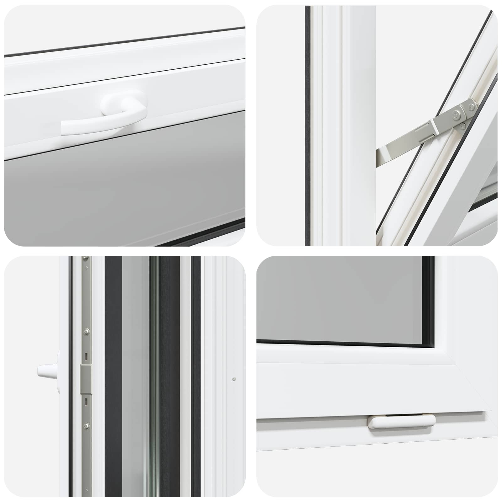 Παράθυρο Κάτω Στρώματος RISOR 90 x 40 cm PVC και Γυαλί Ανθρακί - Pakobazaar