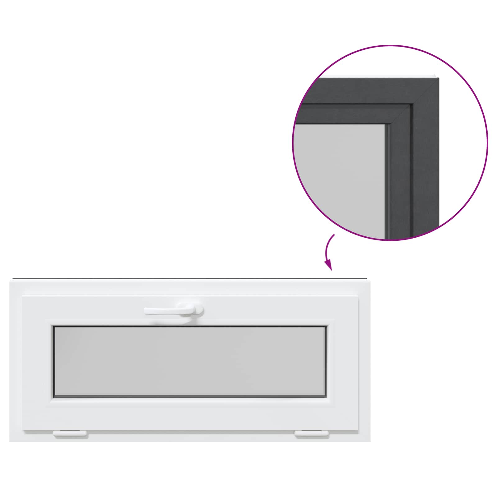 Παράθυρο Κάτω Στρώματος RISOR 90 x 40 cm PVC και Γυαλί Ανθρακί - Pakobazaar