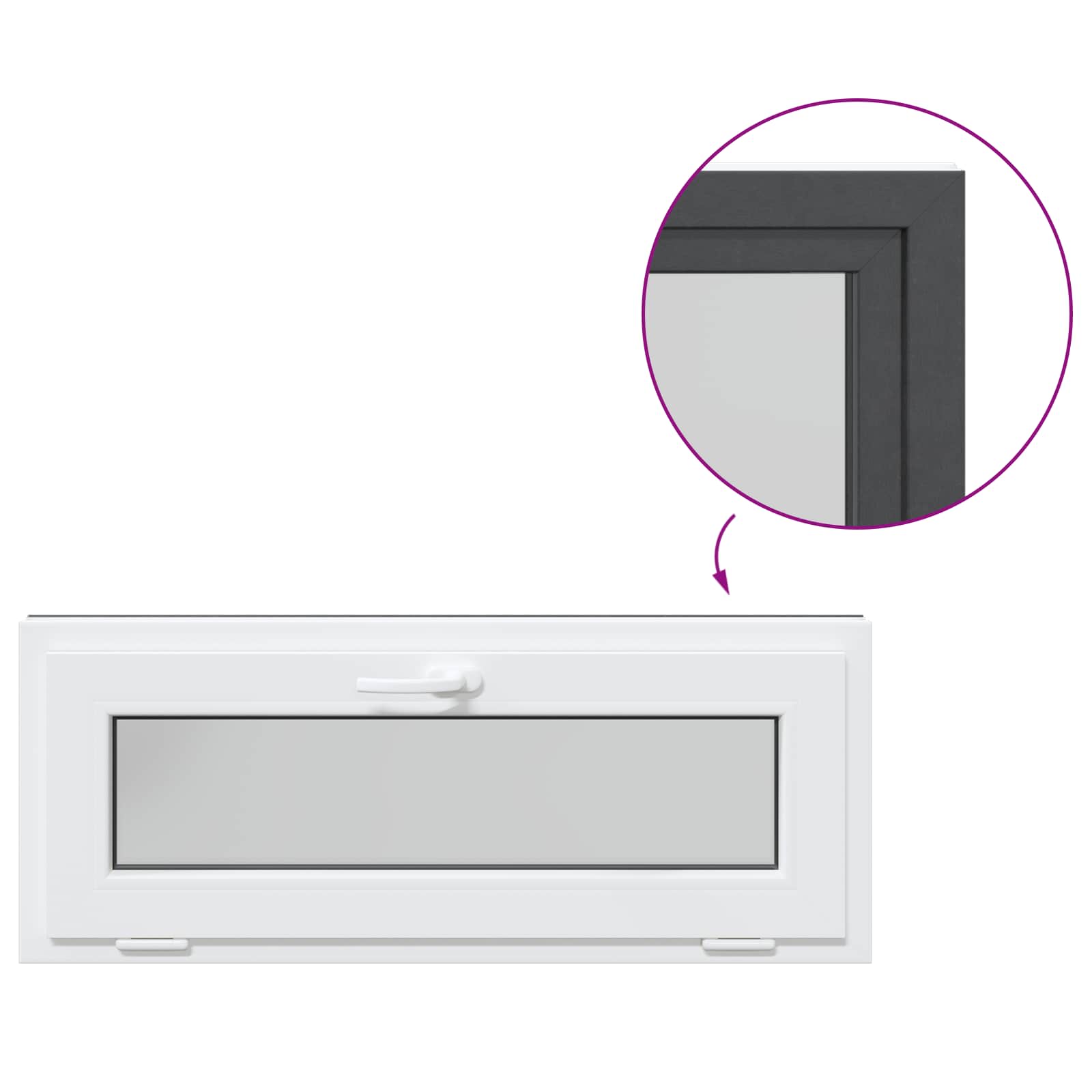 Παράθυρο Κάτω Στρώματος RISOR 100 x 40 cm PVC και Γυαλί Ανθρακί - Pakobazaar